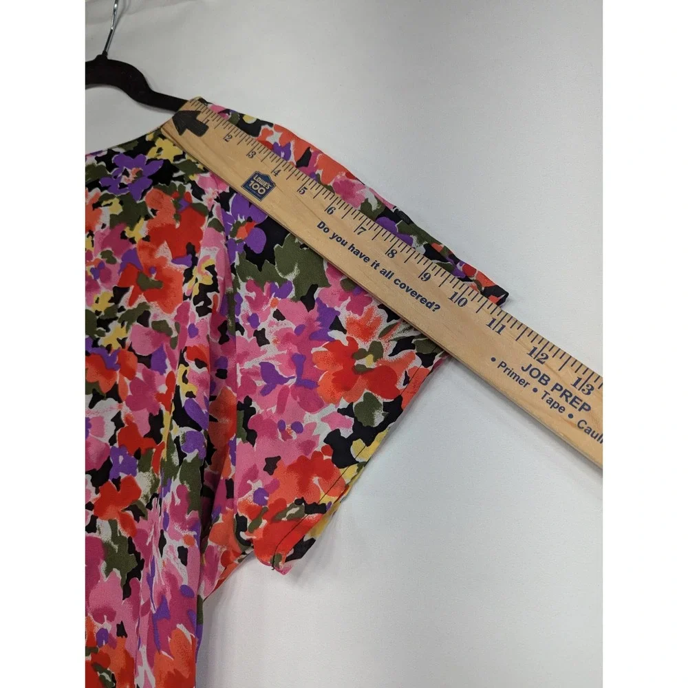 Impressions of California Floral Print Short Sleeve‎ Top Women Large Made in USA